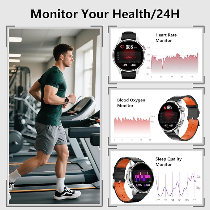 Smart Watches for Men,1.46" Fitness Tracker (Make Calls/Text),GPS and Offline Maps Navigation,5 Satellite Systems,Health,Compass/Altitude/Barometer,100+Sports Mode for Android iOS with 2 Straps