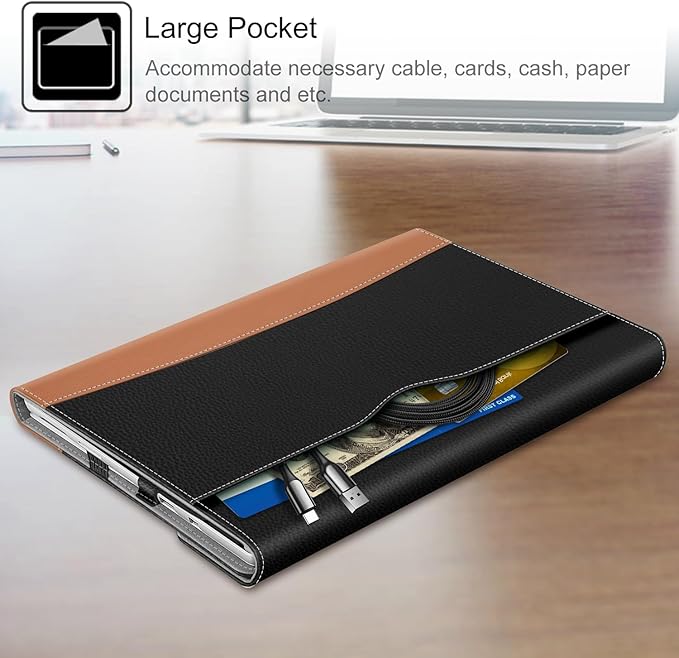 Fintie Case for 12.3 Inch Microsoft Surface Pro 7 Plus, Surface Pro 7/6/5/4/3 - Portfolio Business Cover with Pocket, Compatible with Type Cover Keyboard, Black