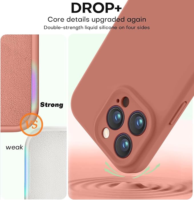 Vooii Compatible with iPhone 15 Pro Max Case, Upgraded Premium Silicone, [Camera Protection] [Soft Anti-Scratch Microfiber Lining] Shockproof Phone Case for iPhone 15 Pro Max 6.7 inch - Caramel