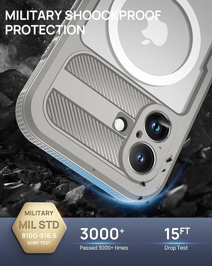 Lanhiem Magnetic for iPhone 16 Case, IP68 Waterproof Dustproof Case, [Compatible with Magsafe] [Built-in Screen Protector] Full Body Heavy Duty Rugged Phone Cover 6.1 inch, Natural