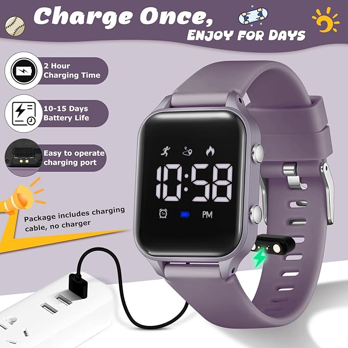 Kids Digital Watches for Boys Girls, Sports Watch with Fitness Tracker, Pedometer, Alarm Clocks, Stopwatch, No App Needed Waterproof Kids Watch, Gift for Teens Student Girls Boys Ages 5-14