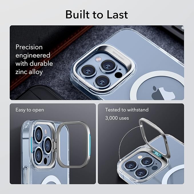 ESR for iPhone 13 Pro Case, Compatible with MagSafe, Shockproof Military-Grade Protection, Built-in Camera Ring Stand, Magnetic Phone Case for iPhone 13 Pro, Classic Series (HaloLock), Clear
