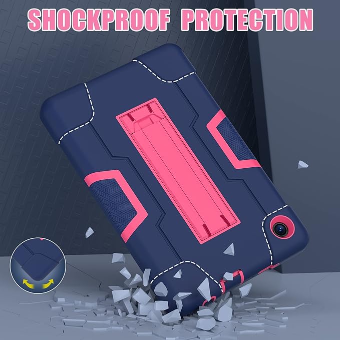 Bingcok Case for TCL Tab 8 LE Kids, Hybrid Shockproof Drop Protection Cover for TCL Tab 8 2023 (9137W) WiFi (9132X) - 5 Navy + Rose