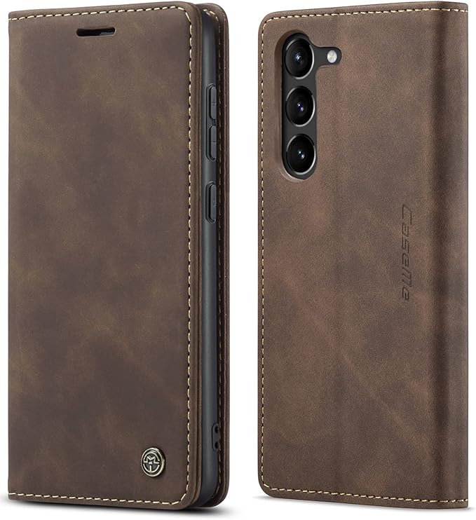 SINIANL for Samsung Galaxy S24 Case Wallet, Leather Book Folding Flip Cover with Kickstand Card Holders Slots Leather Case for Galaxy S24 Coffee