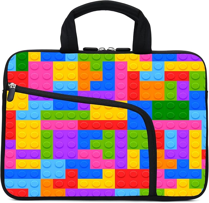 11.6-12.2 Inch Laptop Sleeve Case With Two Pockets - Chromebook, Ultrabook, Notebook, Tablet Neoprene Handle Case for Apple MacBook Air, Samsung, Acer, HP, DELL (Puzzle)