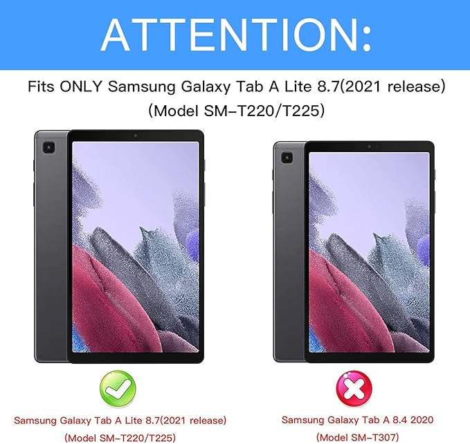 Rantice Samsung Galaxy Tab A7 Lite Case 2021, Hybrid Case with Kickstand, Shock Absorbing Bumps, Anti-Slip Grid Pattern, Blue+Black