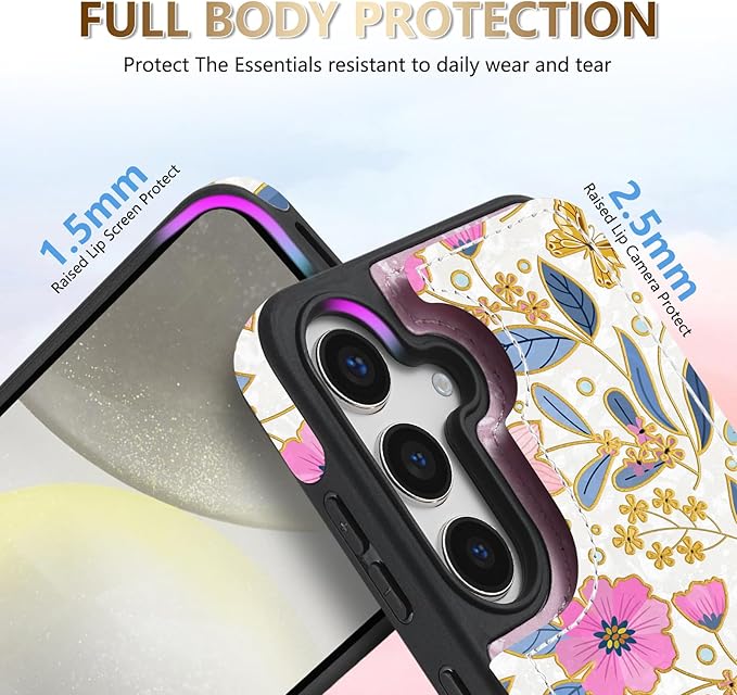 NNH Compatible with Samsung Galaxy S25 Plus Wallet Case with RFID Blocking Card Slots Folio Flip PU Leather Double Magnetic Clasp Design Cover for Galaxy S25+(6.7 inch-Colorful Butterfly Flowers)
