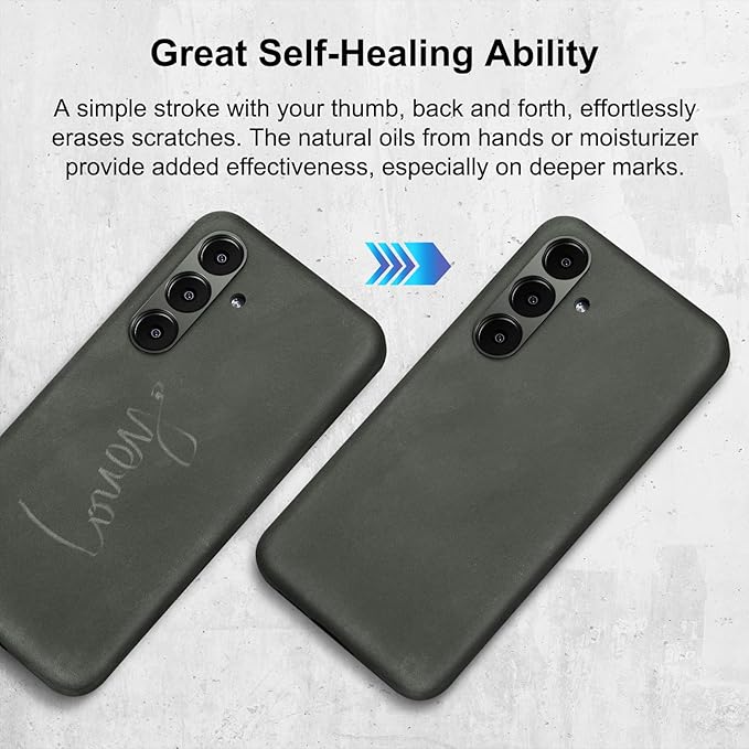 Belemay Leather Case for Samsung Galaxy S24 Compatible with Magsafe - Premium Crazy Horse Leather [Vintage Aesthetics] Unique Patina, Comfort Grip, Metal Buttons, Slim&Soft Cover (6.2") Rustic Green