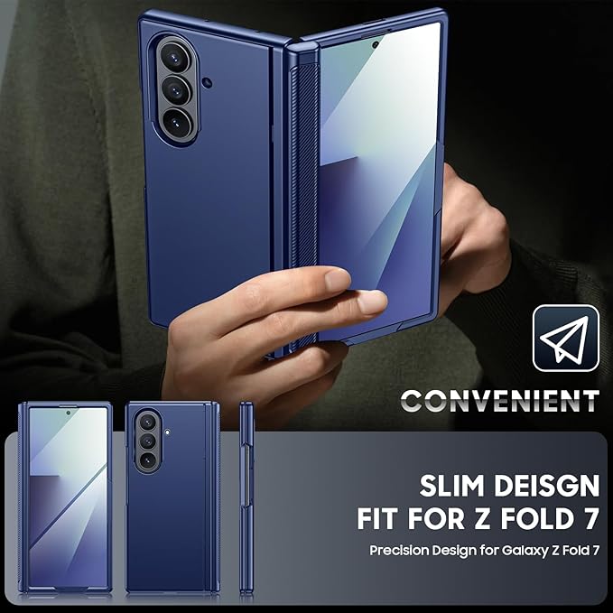 for Samsung Galaxy Z Fold 7 Case Magnetic Power with [Kickstand][Hinge Protection] Full Body Screen Protector Shockproof Phone Case for Galaxy Z Fold 7 Case(Blue)