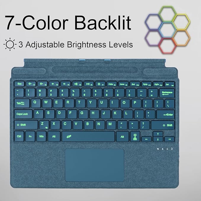 mobee Type Cover for Microsoft Surface Pro 13 inch, Compatible with Surface Pro 13"(11th Edition) / Pro 11 / Pro 10 / Pro 9 / Pro 8 / Pro X, Slim Keyboard with Trackpad Mouse, Backlit, & Pen Holder