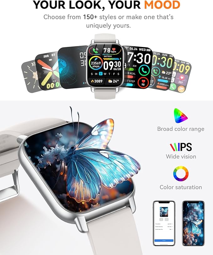 Smart Watches for Men Women(Answer/Make Call), 1.85 inch HD Fitness Tracker Watch with Activity Counter/Sleep Monitor/ 110+ Sports Modes, IP68 Waterproof Smart Watch for Andriod iPhone iOS Compatible