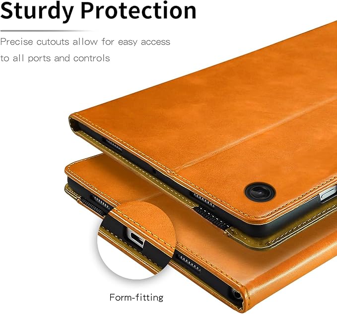 Cover for Lenovo Tab M8 4th Gen 8.0 inch (TB300FU/TB300FX) Business PU Leather Multi-Angle Stand Flip Case with Pencil Holder Card Slot for Lenovo Tab M8 4th Gen 2023-Orange