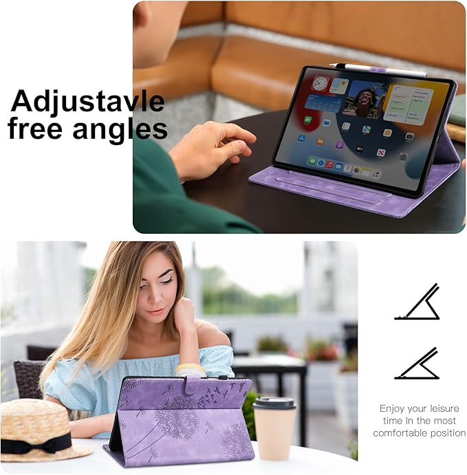 Tablet Case for Samsung Tab A 10.1, Dandelion Design with Kickstand for Pencil Holder, Magnetic Closure Case Compatible with Samsung Galaxy Tab A 10.1 Inch 2019 SM-T510 T515 T517 Purple