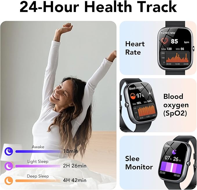 Smart Watch for Men Women (Answer/Make Call), 1.91" Smartwatch Fitness Activity Tracker, 100+ Sports Modes/Heart Rate/Sleep Monitor/Pedometer/Calories, IP68 Waterproof Fitness Watch for Android iOS