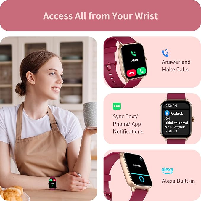 Fitness Tracker, 1.8" Smart Watches with Heart Rate/Blood Oxygen/Sleep Monitor, Alexa Built-in & Answer/Make Calls, Step Counter Fitness Watch with 101+ Sports Mode, IP68 Waterproof for Android iPhone