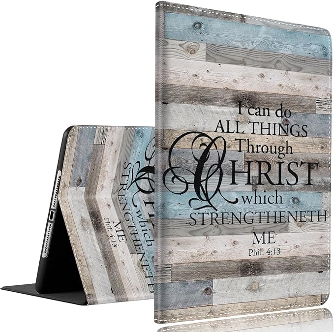 Case for Samsung Galaxy Tab A9 Plus 11 inch 2023，Slim Fit Foldable Standing Cover Case with Auto Sleep/Wake，I Can Do All Things Through Christ Who Strengthens Me