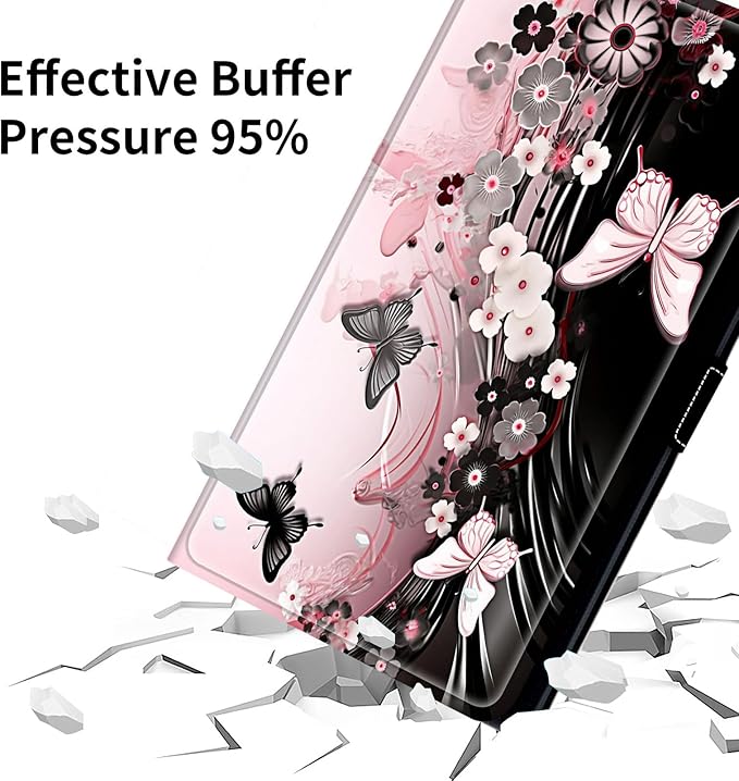 for Lenovo Tab M9 Case,9 inch Tablet Cover, Magnetic Closure Travel Portable Protective Case with 360 Degree Rotating Stand for Lenovo Tab M9 TB-310FU 2023-Flowers Dancing Butterflies