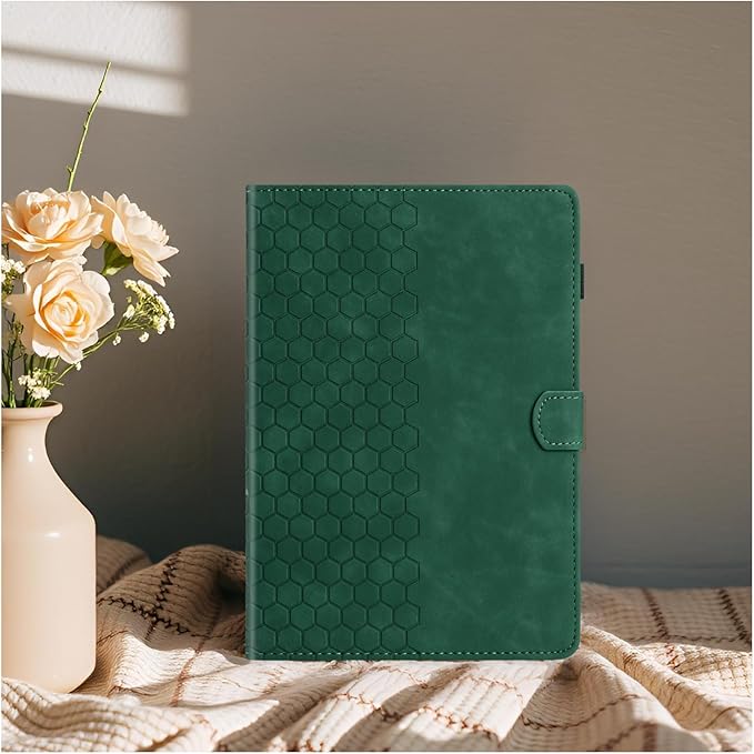 DTangLsm Case for Samsung Galaxy Tab A9 Plus/A9+ 5G 11 Inch 2023 (SM-X210/ X216/ X218) Multi-Angle Viewing PU Leather Smart Folio Stand Cover for Galaxy Tab A 9+ Case with Pen Holder, Honeycomb Green