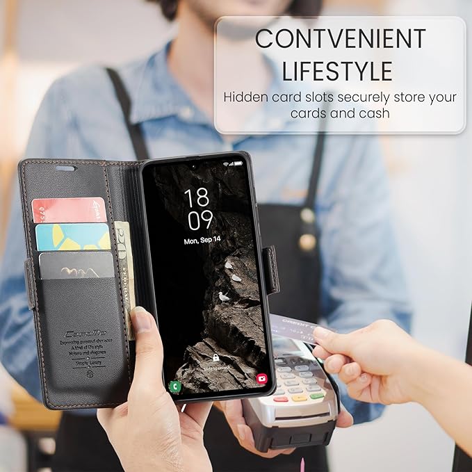 for Samsung Galaxy A05s Case, Premium PU Leather Wallet Case Flip Cover with [RFID Blocking][Card Holder][Stand Function] Shockproof Protective for Samsung Galaxy A05s, Black