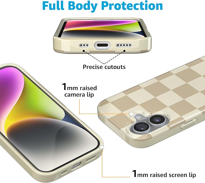 Casely iPhone 17 Case | Fit Check | Neutral Checkerboard | Compatible with MagSafe | Classic Ultra Slim Design