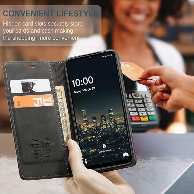 for Samsung Galaxy A32 5G Case, Flip Wallet Leather Case with Card Holder Magnetic Closure Shockproof Kickstand Protective Phone Cases Cover for Samsung A32 5G,Black