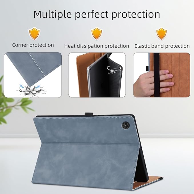 Case for Lenovo Tab M10 Plus 10.6 2022 Released, Multi-Angle Viewing Smart Cover with Pocket, Business PU Leather Flip Stand Cover with Card Slot -Gray