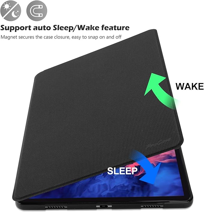 ProCase Case for Lenovo Tab P11 Plus 2021 / Tab P11 2020 11-inch, Slim Shockproof Stand Folio Protective Hard Shell Cover for Lenovo Tablet (TB-J616F / J616X / J606F / J606X) -Black