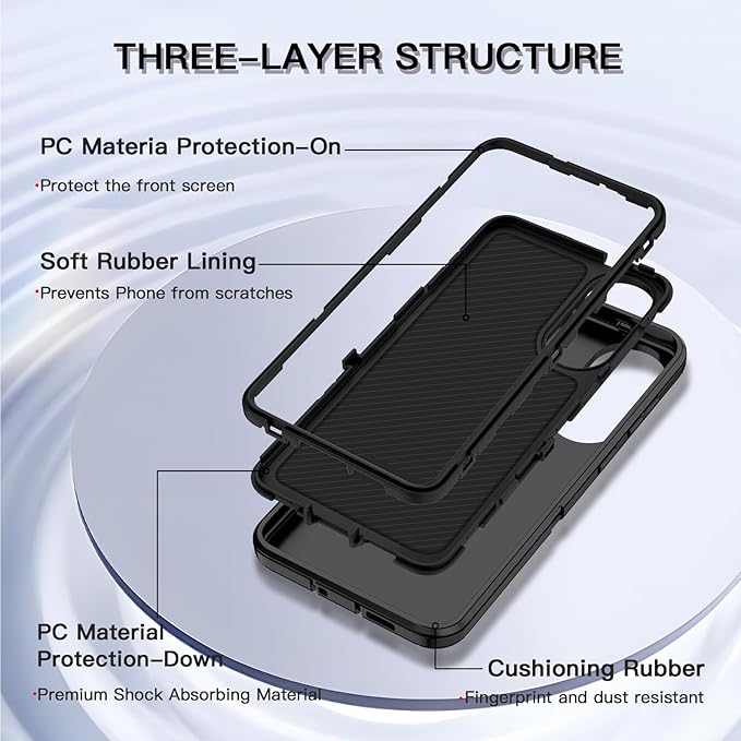 for Samsung Galaxy S25 Edge Case Heavy Duty Protective Shockproof Dropproof 3-Layer Full Body Protection [Without Screen Protector] Tough Rugged Case for Galaxy S25 Edge,Black