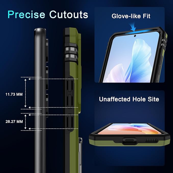 DEERLAMN Case for Samsung Galaxy S25 6.2-Inch with Slide Camera Cover+Screen Protector (1 Pack), Rotated Ring Kickstand Military Grade Shockproof Protective Cover-Olive Green