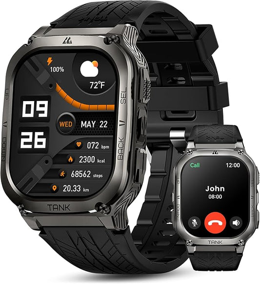 KOSPET Smart Watches for Men, 60-Day Battery Life, 50M Waterproof, Military(Full Metal), Answer/Make Call, Compatible for Android and iOS, 1.96'' AMOLED Always-on Display, AI Voice