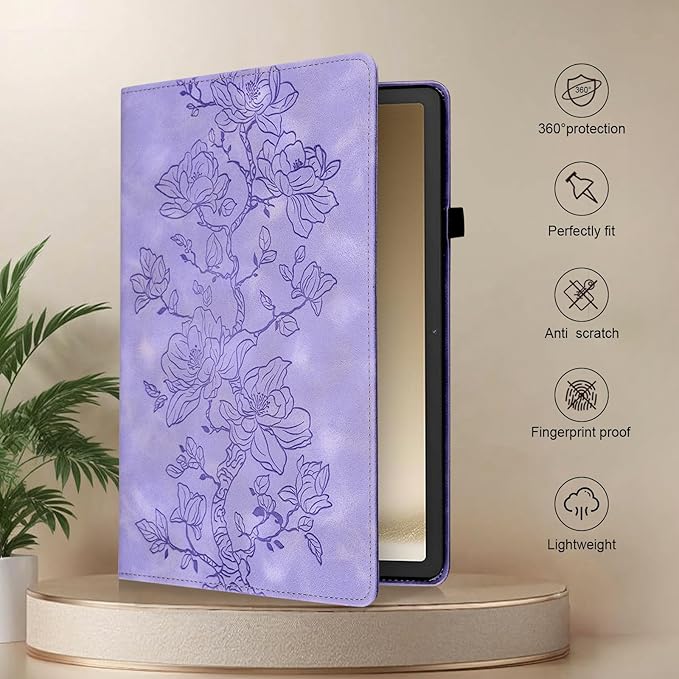 Case for Samsung Galaxy Tab A7 10.4 Inch 2022 2020 (SM-T500/T505/T507), Slim PU Leather Folio Cover with Multi-Angle Stand and Pen Holder, Purple