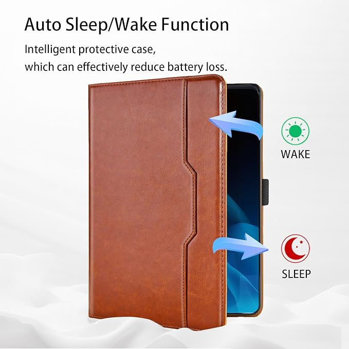 Case for Samsung Galaxy Tab S10 Lite/ S10 FE/ S9 FE 5G 10.9 Inch/Tab S9 11 Inch, PU Leather with Built-in S Pen Holder Magnetic Multi-Angle Stand Cover for Man,Woman,Brown