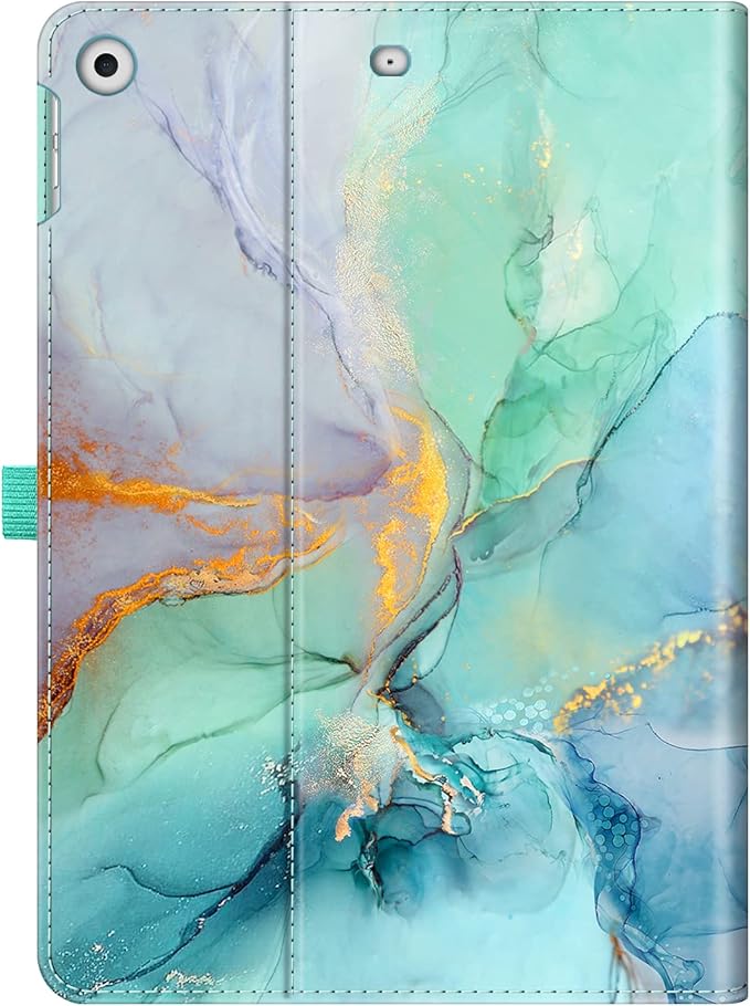 Fintie Case for iPad 9th / 8th / 7th Generation (2021/2020/2019) 10.2 Inch - [Corner Protection] Multi-Angle Viewing Stand Cover with Pocket & Pencil Holder, Auto Sleep Wake, Emerald Marble