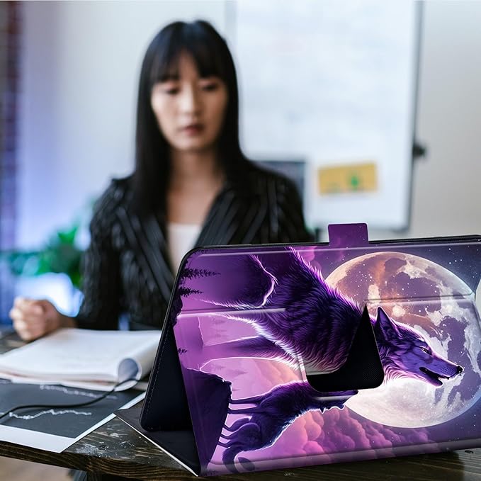 Case for Lenovo Tab P11 Pro Gen 2 11.2" 2022,Mxfdegf 360 Degree Rotating Stand and Magnetic Closure Case for 11.2 inch Lenovo Tab P11 Pro 2nd Generation,Cool Wolf Moon