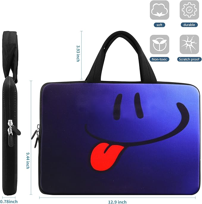 icolor 11 11.6 12 12.1 12.5 inch Laptop Carrying Bag Chromebook Case Notebook Ultrabook Bag Tablet Cover Neoprene Sleeve for Apple Macbook Air Google Acer HP DELL Asus Blue Tongue