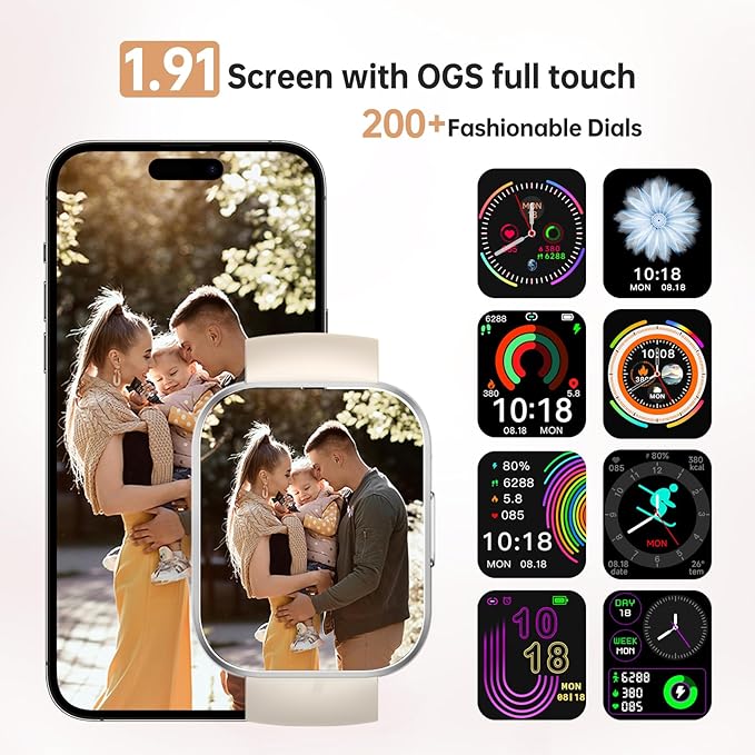 OUKITEL 2025 Smart Watch(Answer/Make Call), 1.91" HD Smartwatches for Women Men, Fitness Tracker with Heart Rate Sleep Monitor, IP68 Waterproof, 140+Sport Mode Fitness Watch for Android iOS