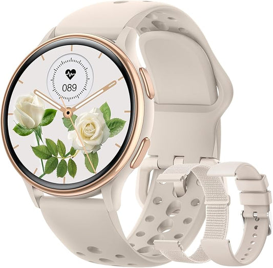 Smart Watches for Women, 42mm Smart Watch with 400+ Watch Face, 70+ Sport Modes, 24/7 Heart Rate, Sleep Monitor, Answer/Make Calls, Waterproof Activity Fitness Tracker for Android & iPhone (Gray)