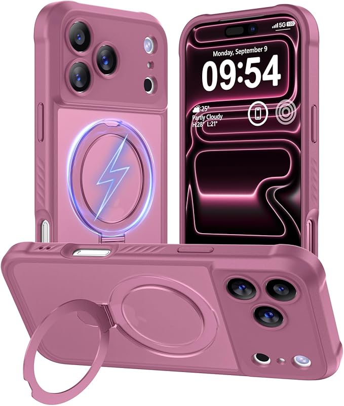 MOCCA Compatible with iPhone 17 Pro Max Case with Magnetic Invisible Stand [Full Camera Protection] [Compatible with Magsafe]Military Drop Shockproof Translucent Matte Phone Case Cover,Lavender Purple