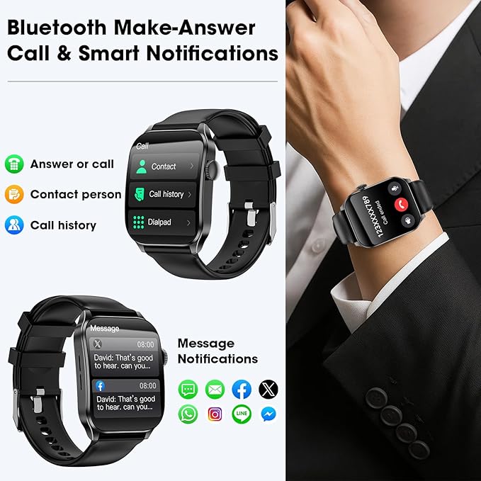 Curve Smart Watch for Men Women, 1.91" Smartwatches with 120+ Sport Modes, Fitness Tracker with Bluetooth Call, Heart Rate, Waterproof Activity Tracker Smartwatch for iOS Android Phones