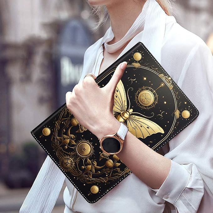 Case for Galaxy Tab A9 Plus ， Auto Sleep/Wake Multi-Angle Viewing Slim Folio Stand Cover for Samsung Galaxy Tab A9+/A9 Plus 11 Inch 2023 (SM-X210/X216/X218), Golden Moth