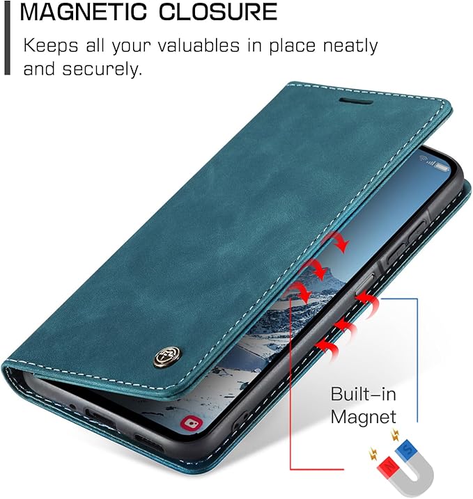 for Samsung Galaxy A17 Case, Flip Wallet Leather Case with Card Holder Magnetic Closure Shockproof Kickstand Protective Phone Cases Cover for Galaxy A17, Blue-Green