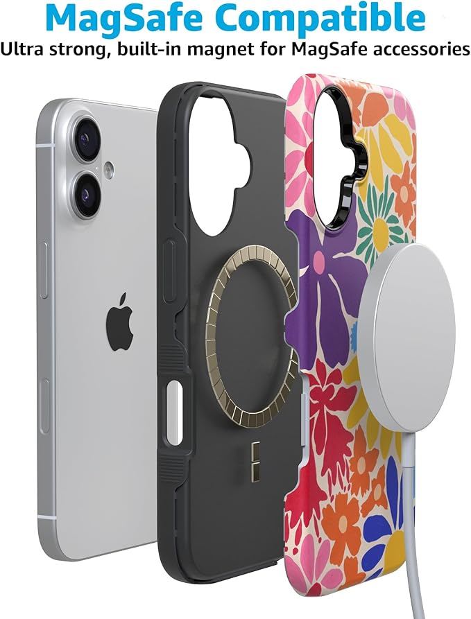 Casely iPhone 17 Case | Flower Patch | Multi-Color Floral | Compatible with MagSafe | Bold Protective Design