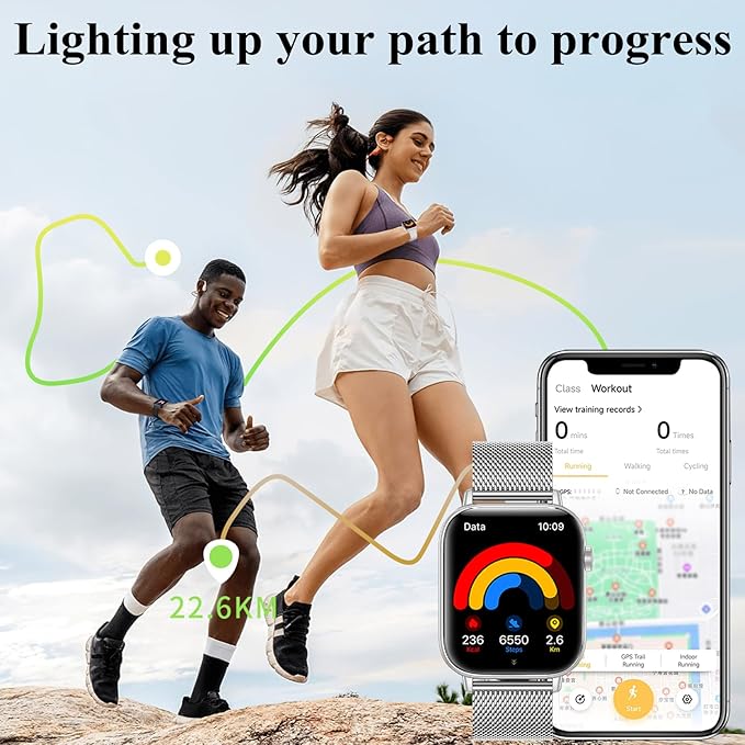 Smart Watch for Women Men (Answer/Make Calls) 1.83" HD Smartwatch Compatible Android iOS Phones with Fitness Running /Step Counter/Heart Rate/Sleep, 120+ Sports Modes IP68 Waterproof, Silver/3 Bands