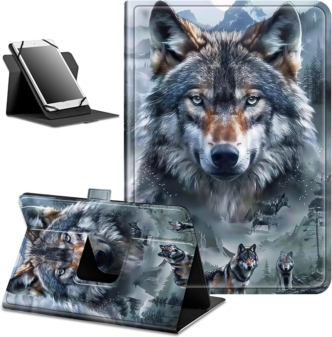 for Walmart Onn 10.4" Tablet Pro 2023 (Model:100110603) Case Dluggs 360 Degree Rotating Smart Protective Stand Cover for Walmart Onn 10.4 Inch Pro Tablet-Realistic Wolf
