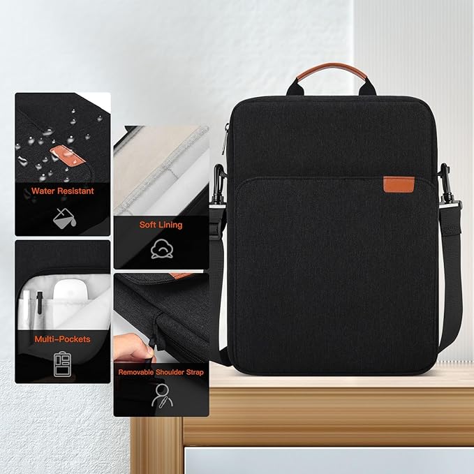 9-11 Inch iPad Carrying Bag for 11 inch iPad Pro M4 /11 inch Air M3 M2, Samsung Galaxy Tab S10+ Plus, Fire Max 11/ HD 10", Travel Shoulder Tablet Sleeve Case, Black