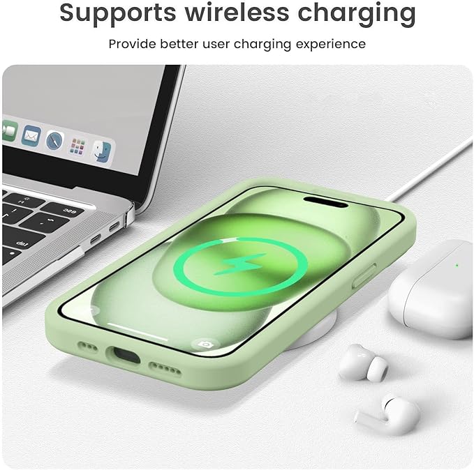 Vooii Compatible with iPhone 15 Plus Case, Upgrade Liquid Silicone [Enhanced Camera Protection] [Soft Anti-Scratch Microfiber Lining] Shockproof Phone Case for iPhone 15 Plus 6.7 inch - Matcha