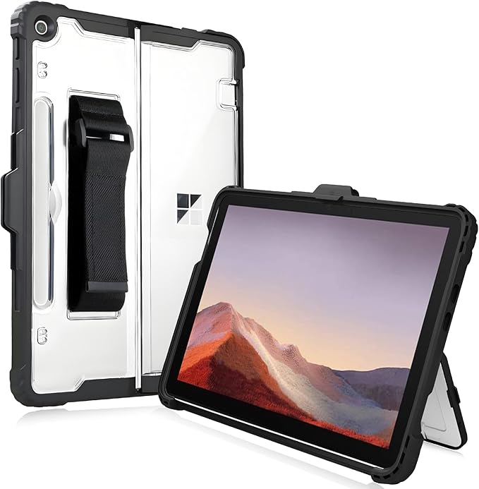 for Microsoft Surface Pro12 Case 1st Edition 12 Inch 2025,Heavy Duty Rugged Protective Tablet Cover, Kickstand Case (Black)