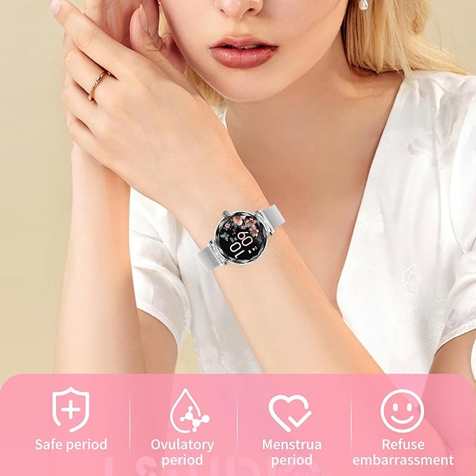 Smart Watches for Women Android/iOS, IP68 Waterproof Fitness Tracker with Bluetooth Calls, Activity Pedometer/Heart Rate/SpO2 Monitor/100+ Sports Model(Silver 2 Straps)