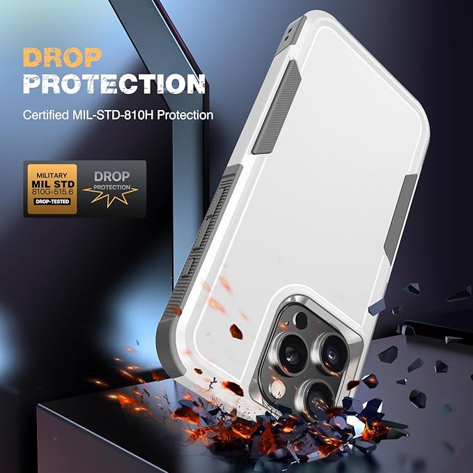 Diaclara Designed for iPhone 14 Pro Max Case, [with Privacy Screen Protector] [Anti Spy] [Military Grade Drop Protection] Heavy Duty Full-Body Shockproof Phone Case, White