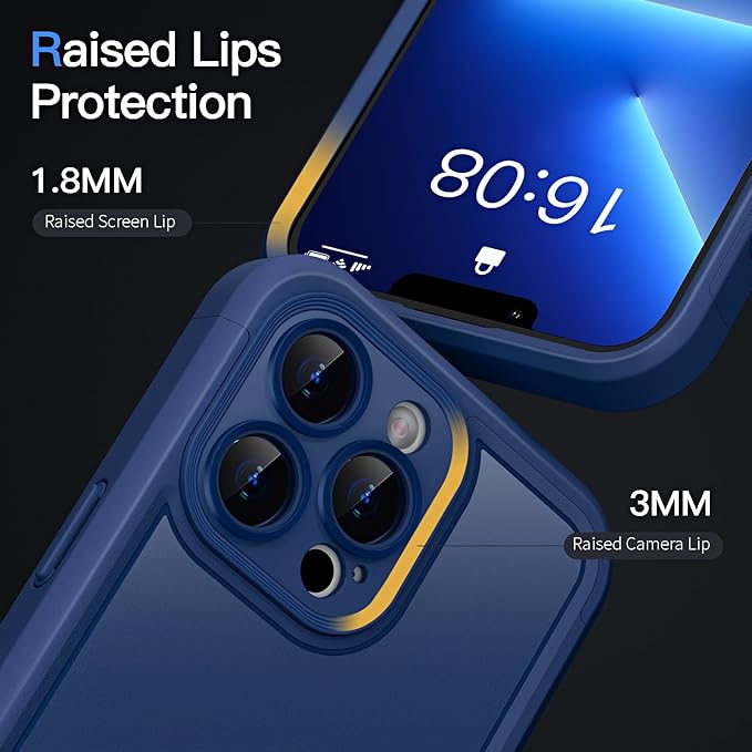 COOLQO Magnetic for iPhone 13 Pro Case, Compatible with MagSafe, Dual Layer Design Military Grade Protection, Translucent Matte Scratch-Resistant Back Protective Shockproof Phone Case, Blue